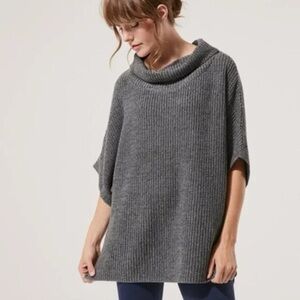 Pact Charcoal Heather One Size Cowl Neck Short Sleeve Sweater Organic Cotton